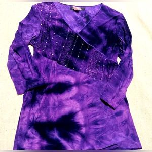 Bohemian Purple Tie Dye Only 9 Hippie Shirt Women’s Small Tunic Peasant Top